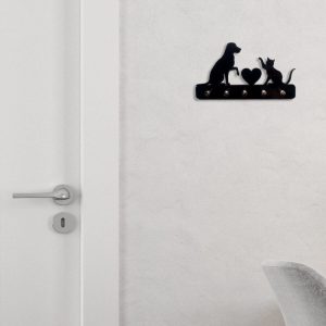 Porta Chaves Divertido Amor Cão e Gato