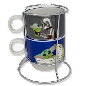 Torre 2 Xícaras Mandalorian Baby Yoda Oficial Star Wars