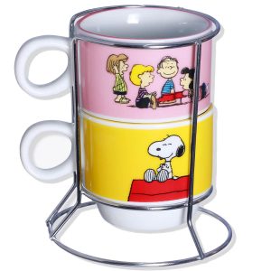 Torre 2 Xícaras Snoopy e Tumar cerâmica 150ml Oficial