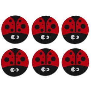 Kit 6 porta copos redondo Joaninha Kawaii cozinha criativa