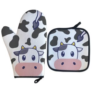 Kit luva térmica vaca kawaii cozinha criativa