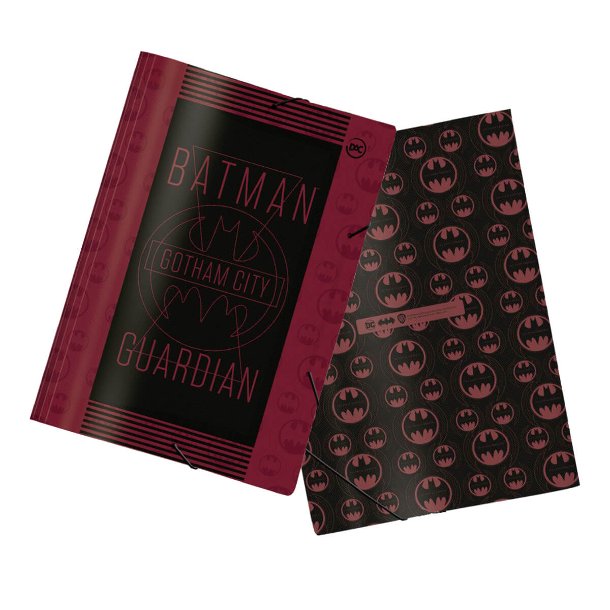 Pasta com elástico Batman frente e verso Pasta com elástico Batman frente e verso