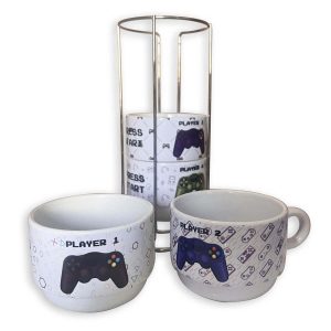 Torre com 4 xícaras gamer Players Cozinha Geek 4