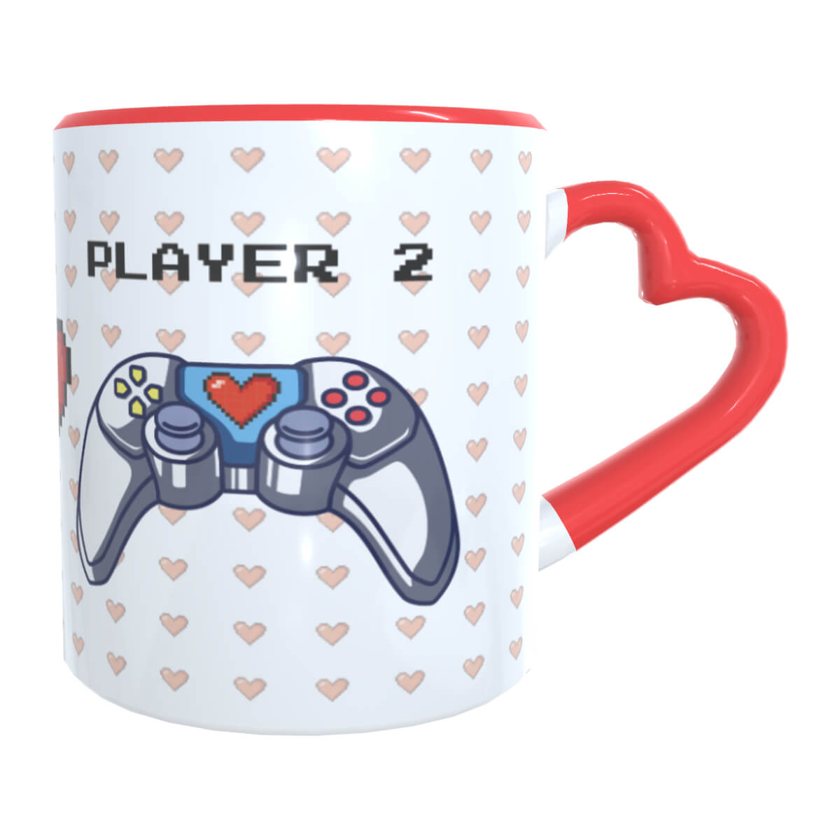 Caneca Player 1 e Player 2 Coraçao D