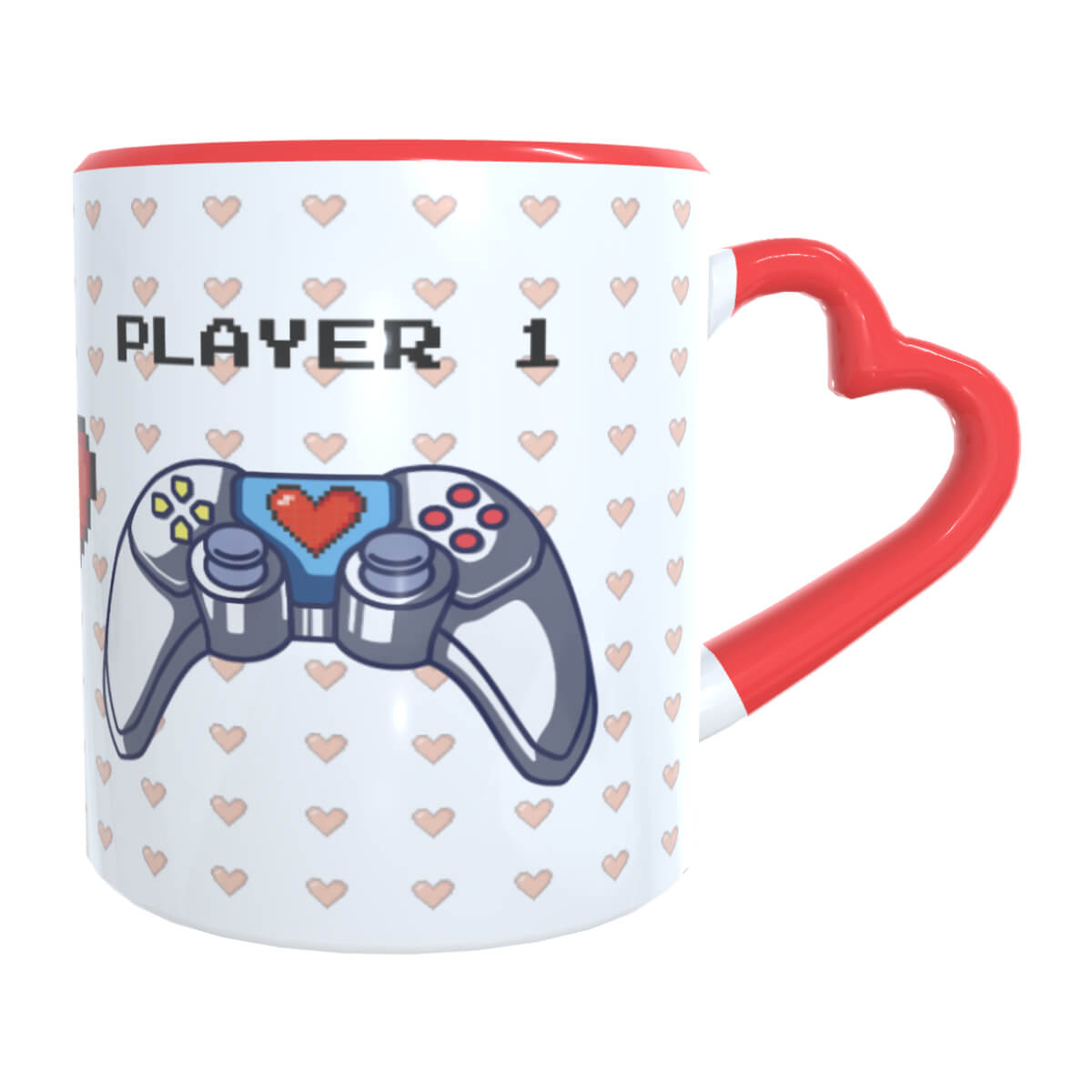 Caneca Player 1 e Player 2 Coraçao D1