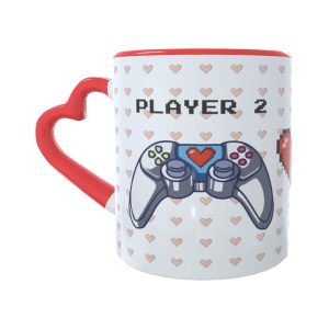 Caneca Player 1 e Player 2 Coraçao E