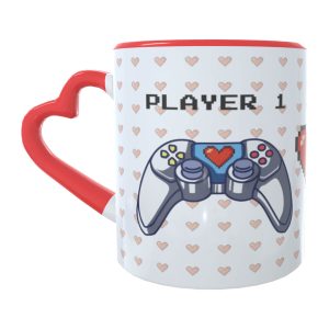 Caneca Player 1 e Player 2 Coraçao E1