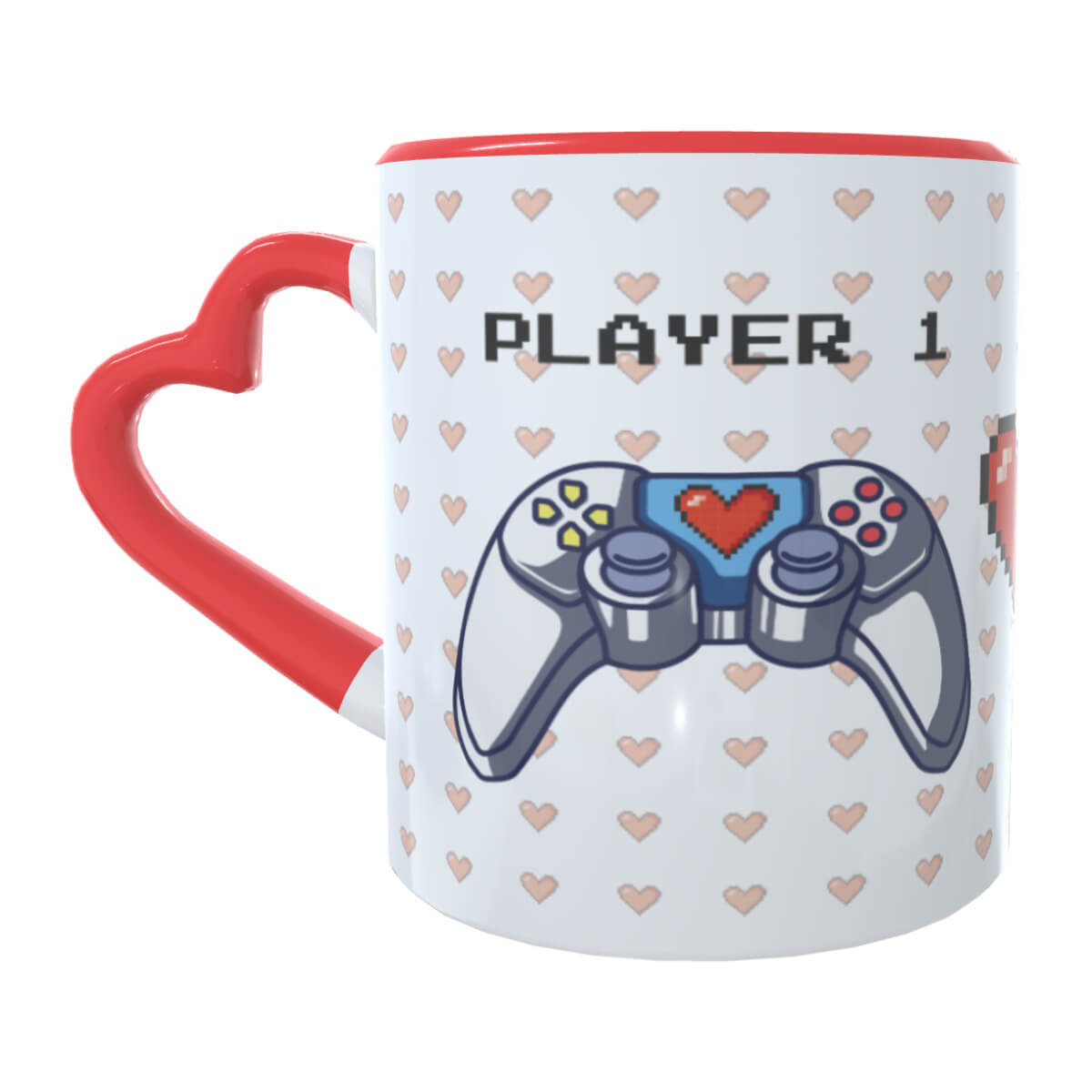 Caneca Player 1 e Player 2 Coraçao E1