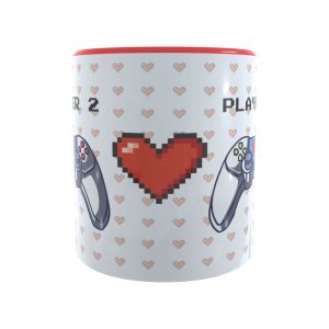 Caneca Player 1 e Player 2 Coraçao F