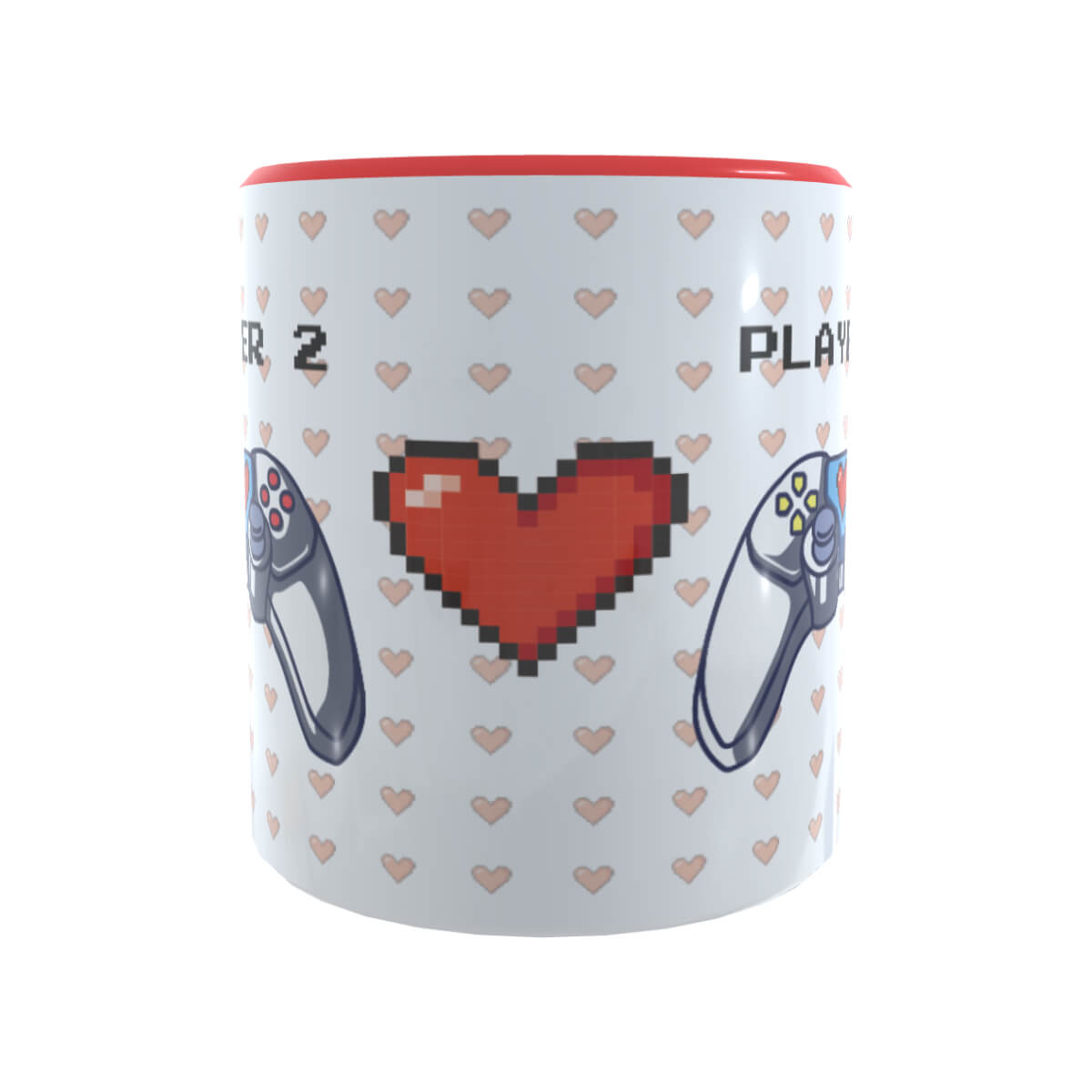 Caneca Player 1 e Player 2 Coraçao F