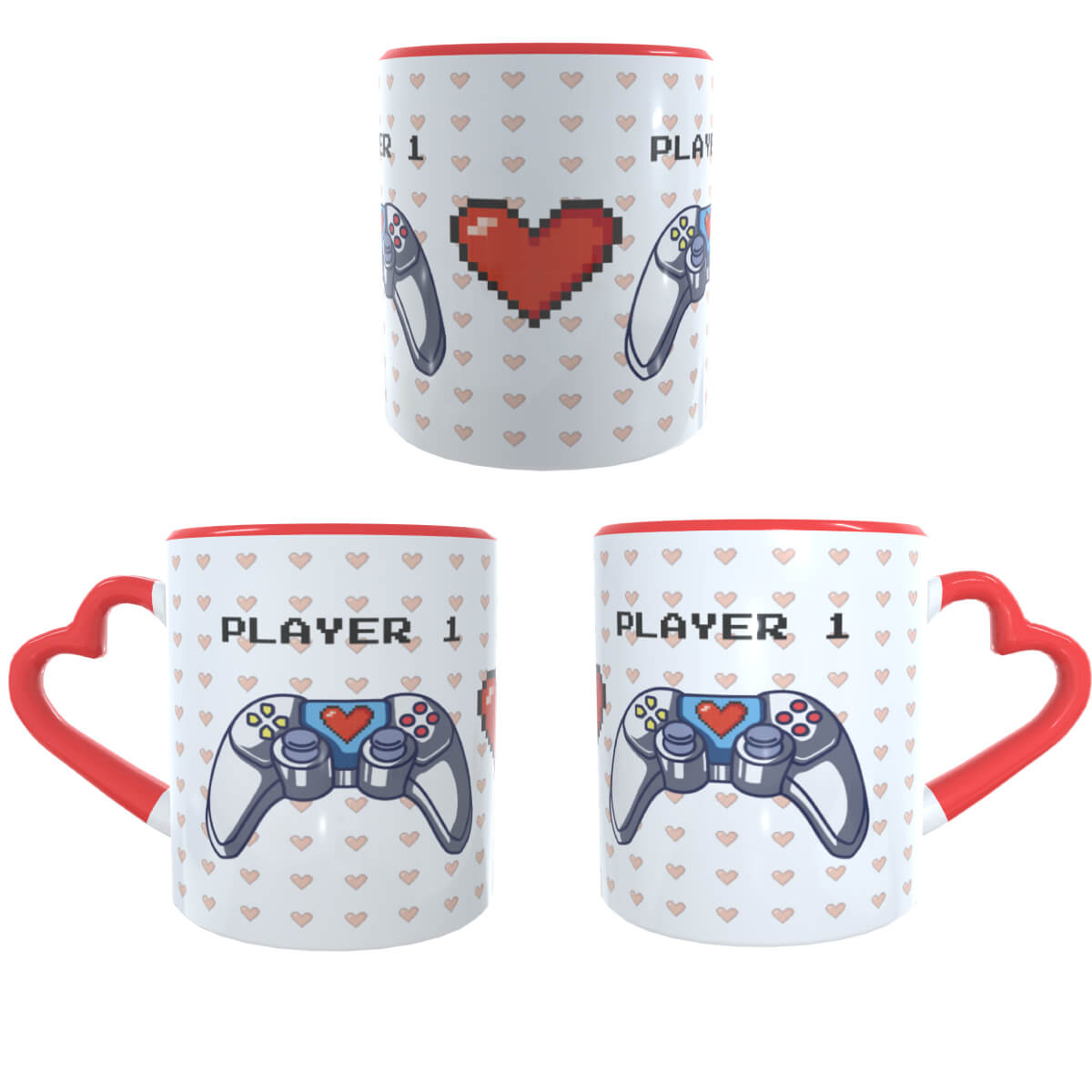 Caneca Player 1 e Player 2 Coraçao Juntas1