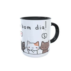Caneca Criativa Gatinhos Tenha um Bom dia Cozinha Kawaii 3