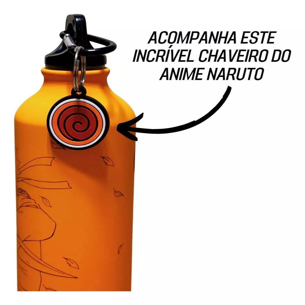 Garrafa Mosquetão e Pingente Naruto Uzumaki 4