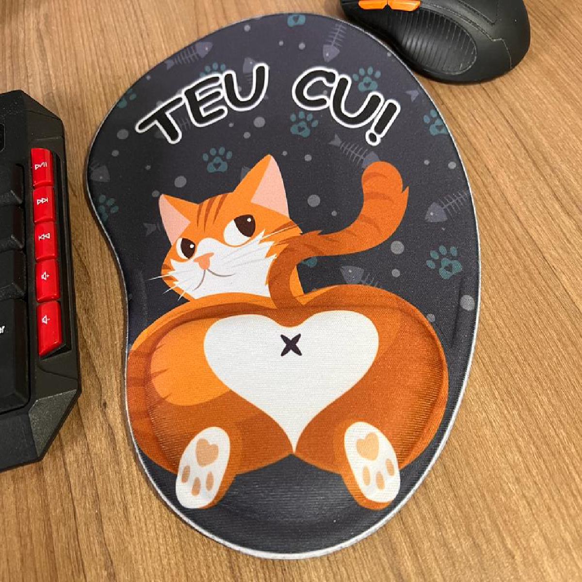 Mouse Pad Ergonômico Gatinho Teu Cu Oficial Geek Vip