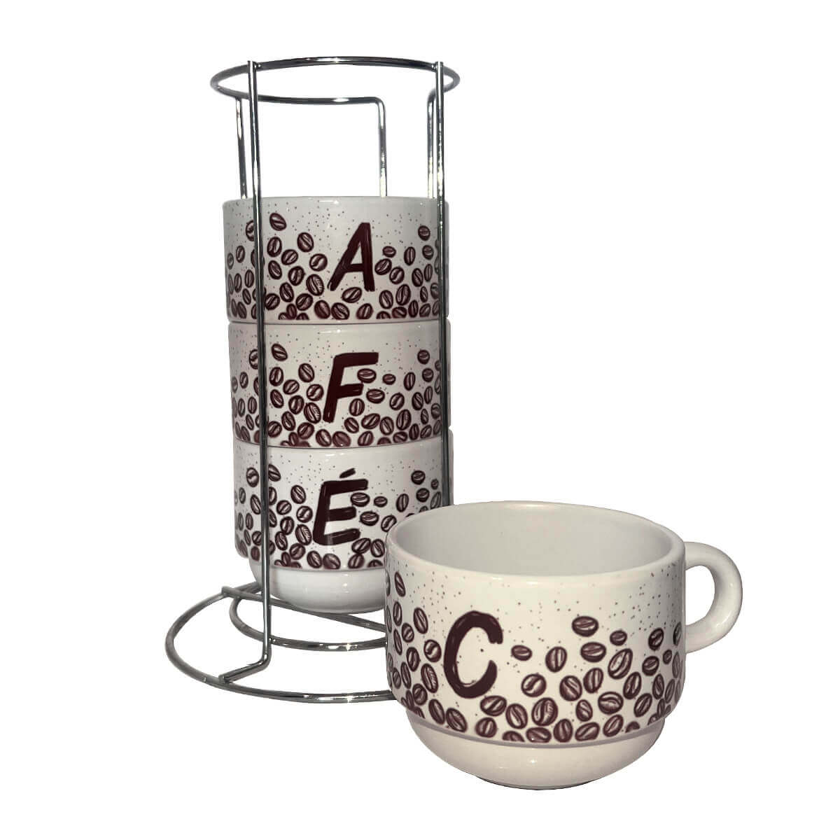 Torre 4 xícaras Grãos de Café cozinha criativa 2