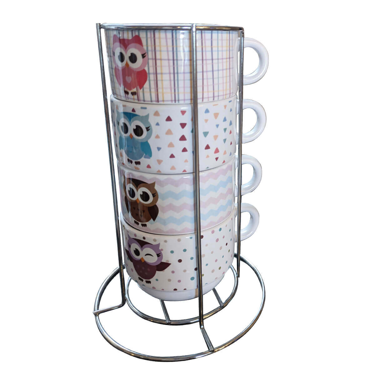 Torre de 4 xícaras Café Corujas Kawaii Cozinha Criativa 3