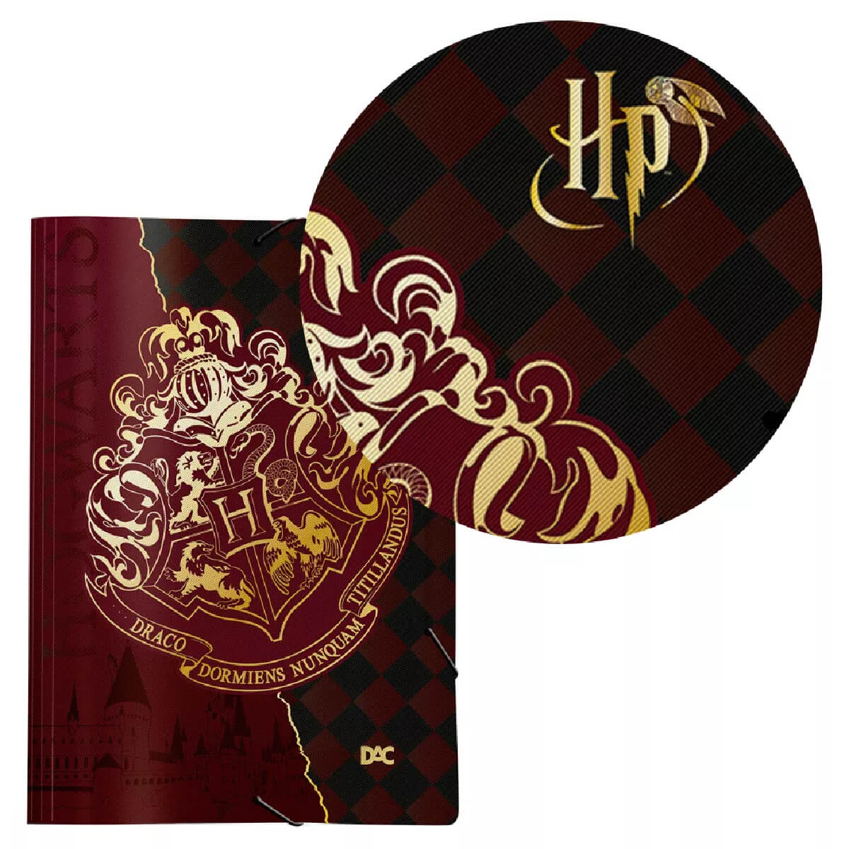 Pasta Com elastico Harry Potter detalhe frente