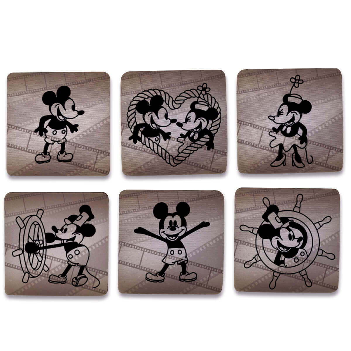 Kit 6 porta copos Mickey Steamboat Willie