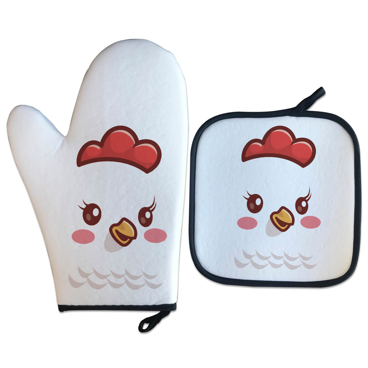 Kit Luva Térmica Galinha Kawaii Kit Luva Térmica Galinha Kawaii