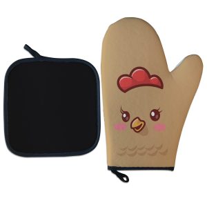 Kit Luva Térmica Galinha Marrom Kawaii 2