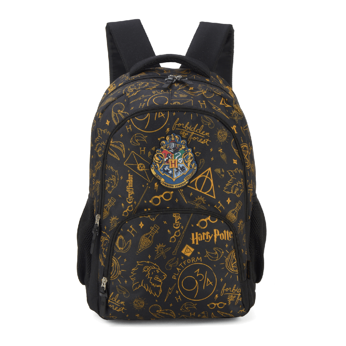 Mochila Harry Potter Ícones Preto Mochila Harry Potter Ícones Preto