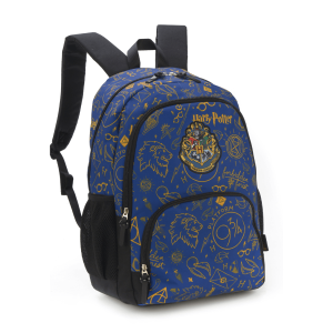 Mochila Harry Potter Ícones e Divisão Para Notebook Azul2