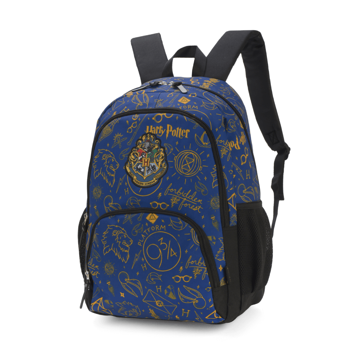 Mochila Harry Potter Ícones e Divisão Para Notebook Azul3