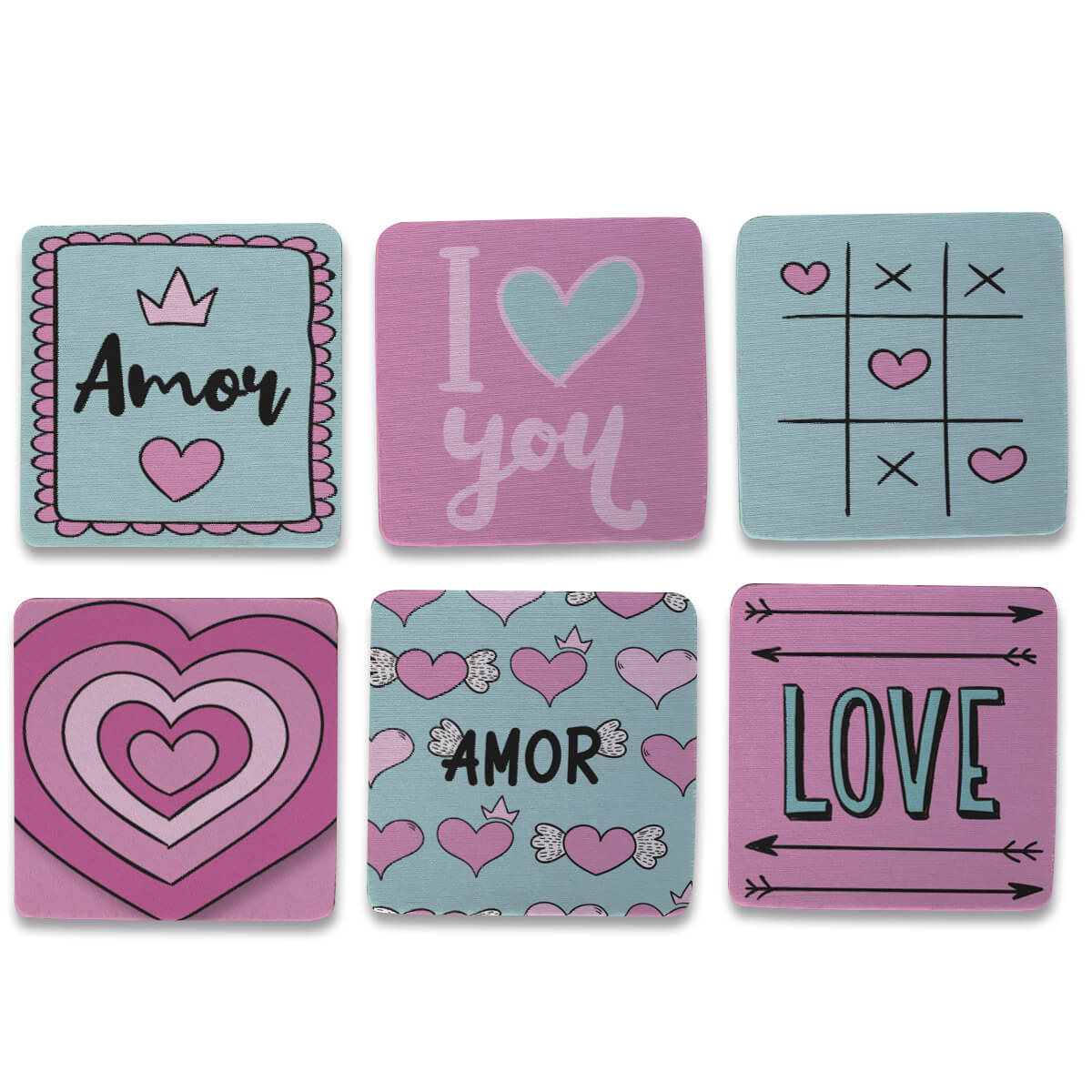 Kit 6 Porta copos criativos Amor Love
