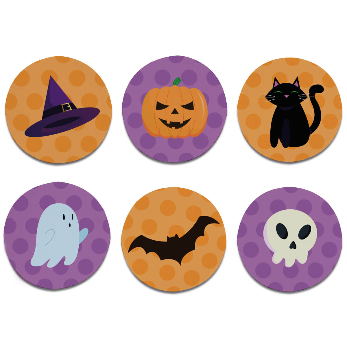 Kit 6 Porta Copos Redondos - Halloween Kit 6 Porta Copos Redondos - Halloween