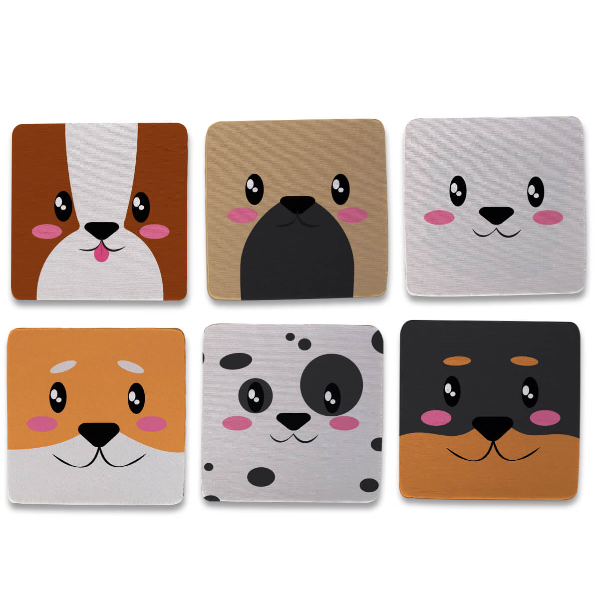 Kit 6 Porta Copos Criativos - Cachorrinhos Kawaii Kit 6 Porta Copos Criativos - Cachorrinhos Kawaii