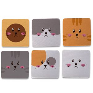 Kit 6 Porta Copos Criativos - Gatinhos Kawaii