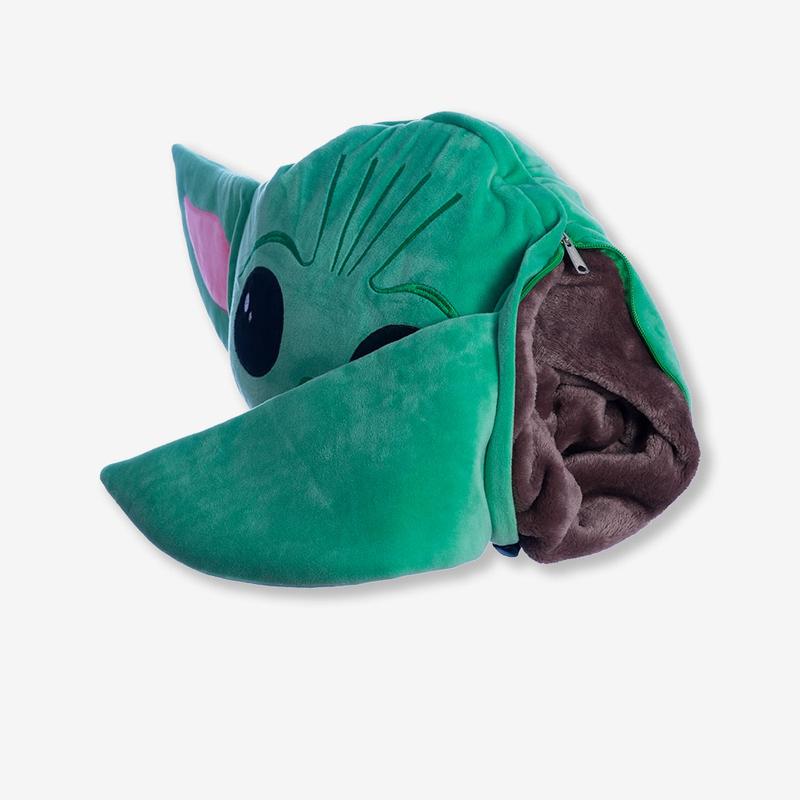 Almofada 2 em 1 Manta c/ Zíper Baby Yoda The Mandalorian