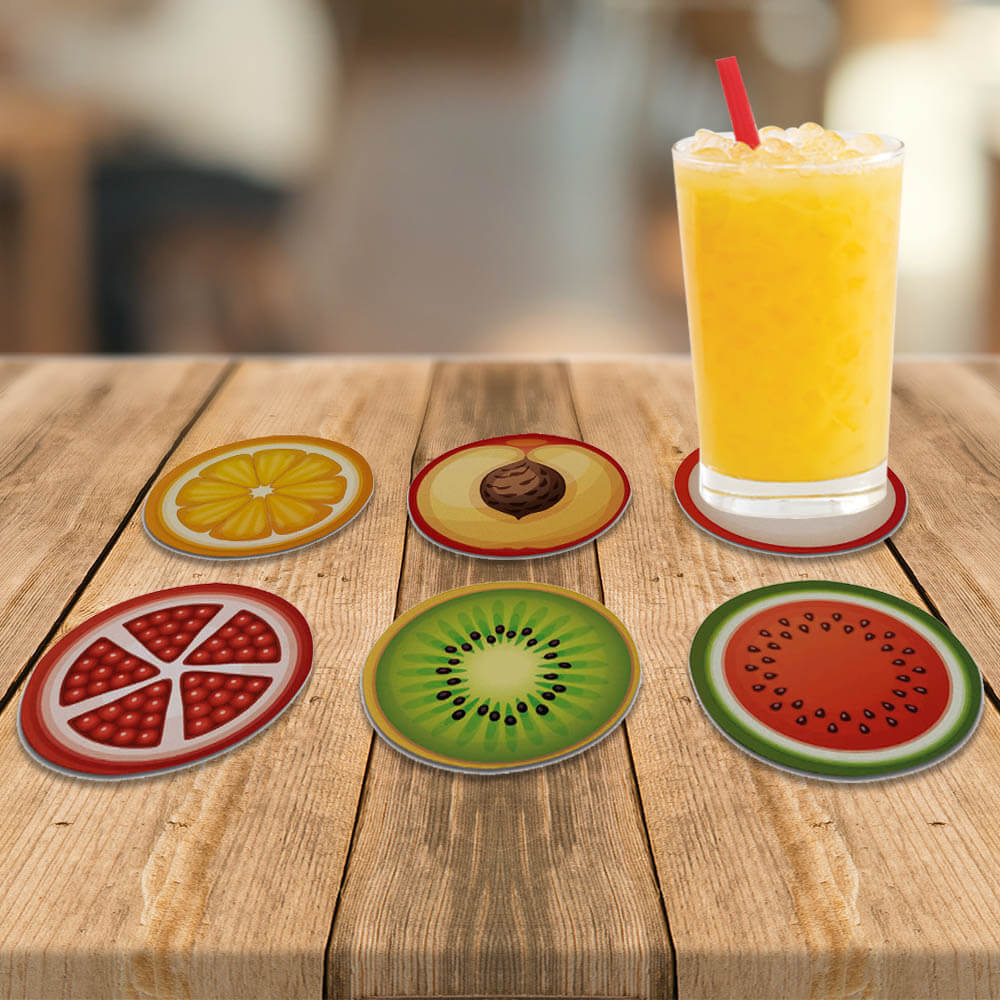 Kit 6 Porta Copos - Fatias de Frutas