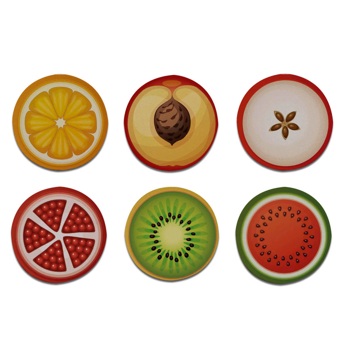 Kit 6 Porta Copos - Fatias de Frutas Kit 6 Porta Copos - Fatias de Frutas