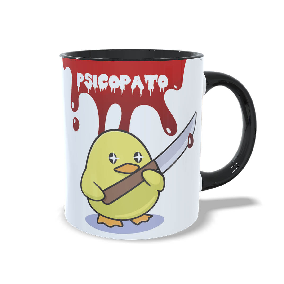 Caneca divertida Psicopato amarelo