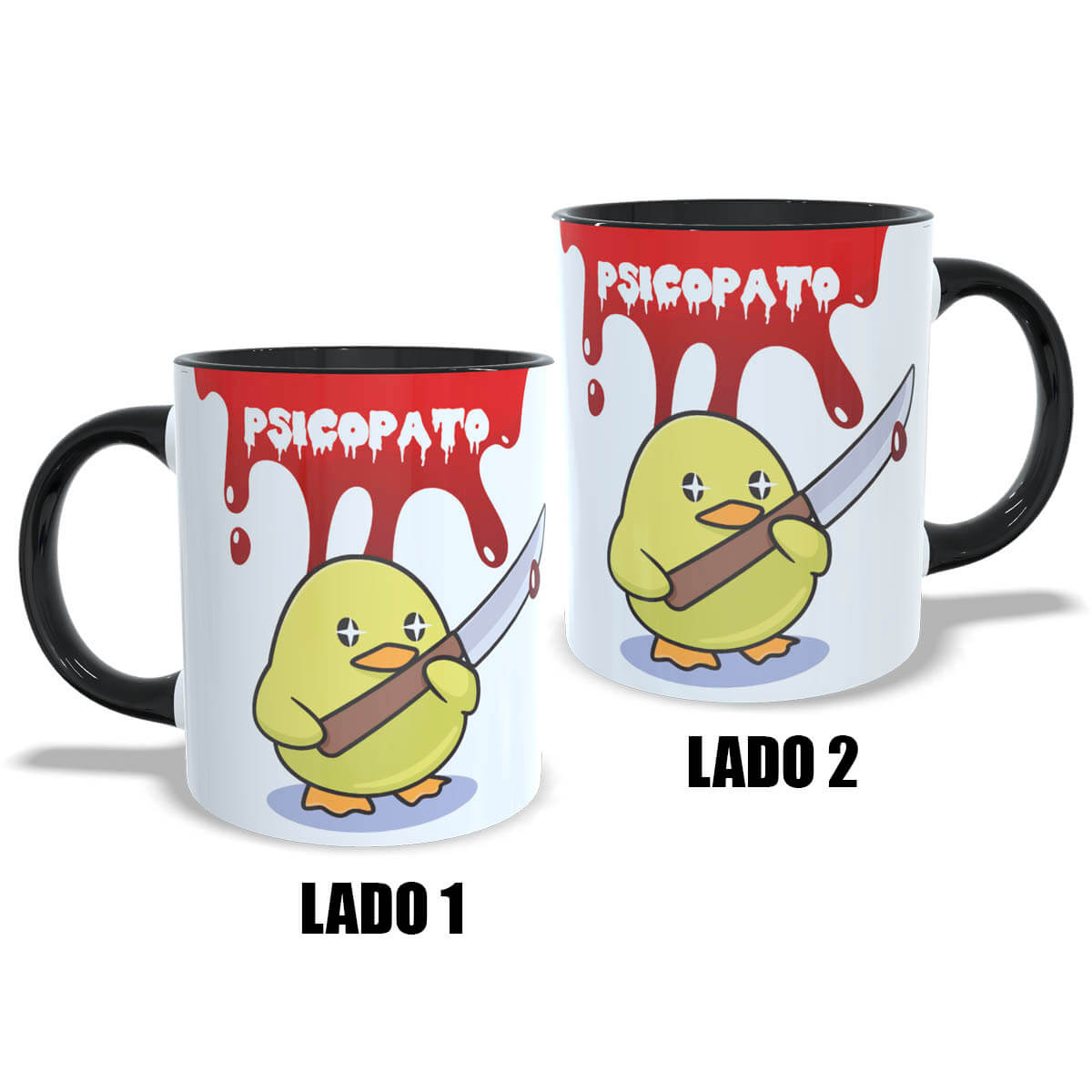 Caneca divertida Psicopato amarelo