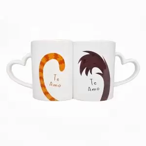 Caneca Dupla Love Casal Gatos