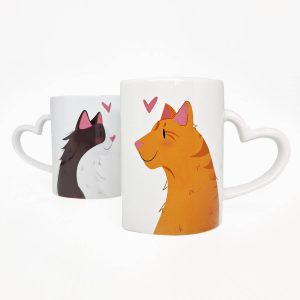 Caneca Dupla Love Casal Gatos