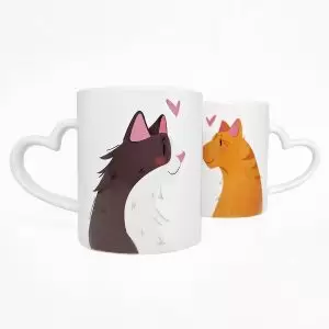 Caneca Dupla Love Casal Gatos