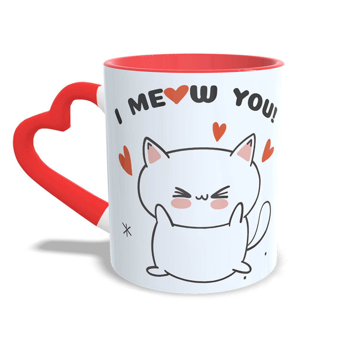 Caneca criativa I Meow You - I Love You Caneca Coração I Meow You