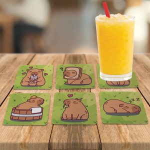 Kit 6 Porta Copos Criativos - Capivara Kawaii