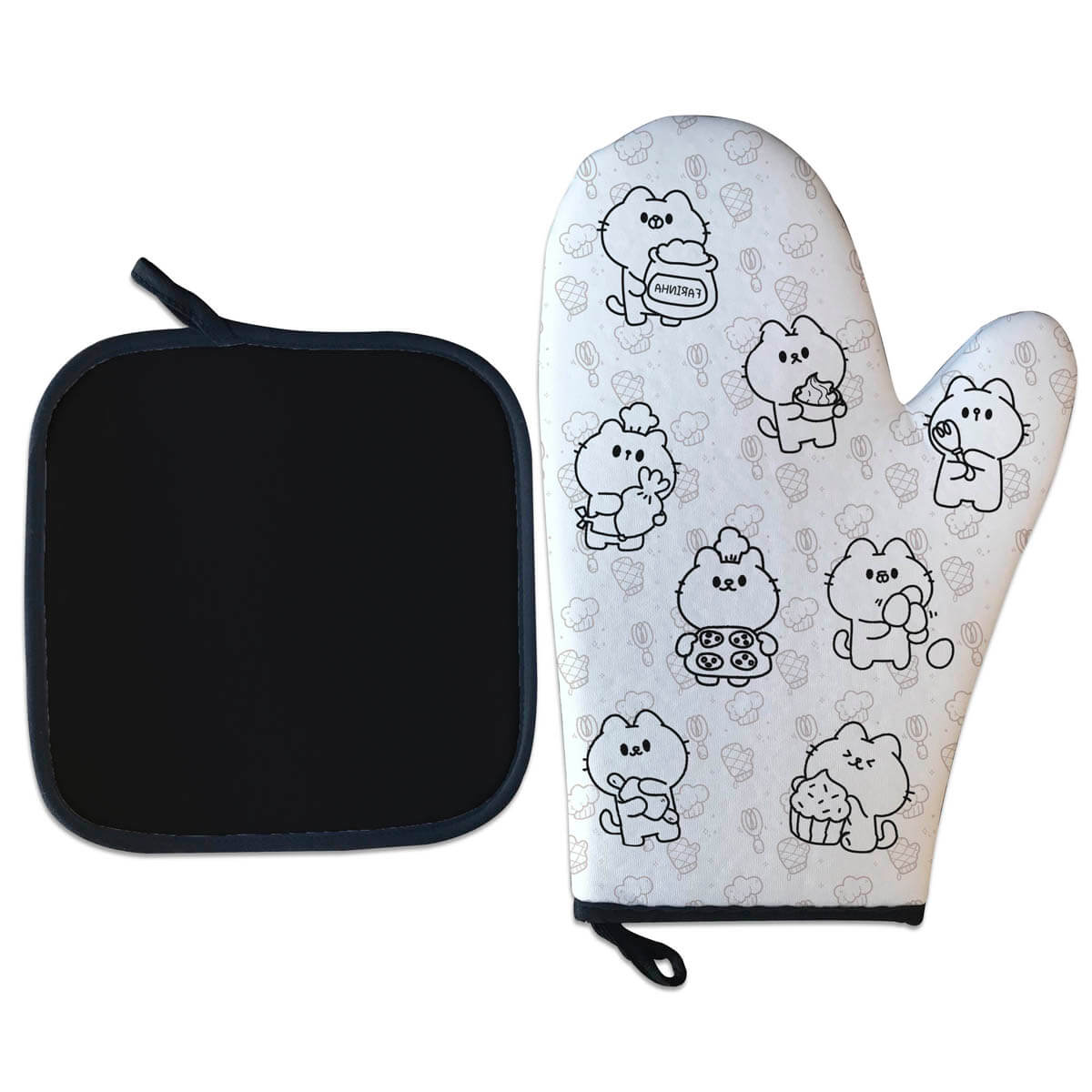 Kit Luva Térmica - Gatinhos Chef Kawaii