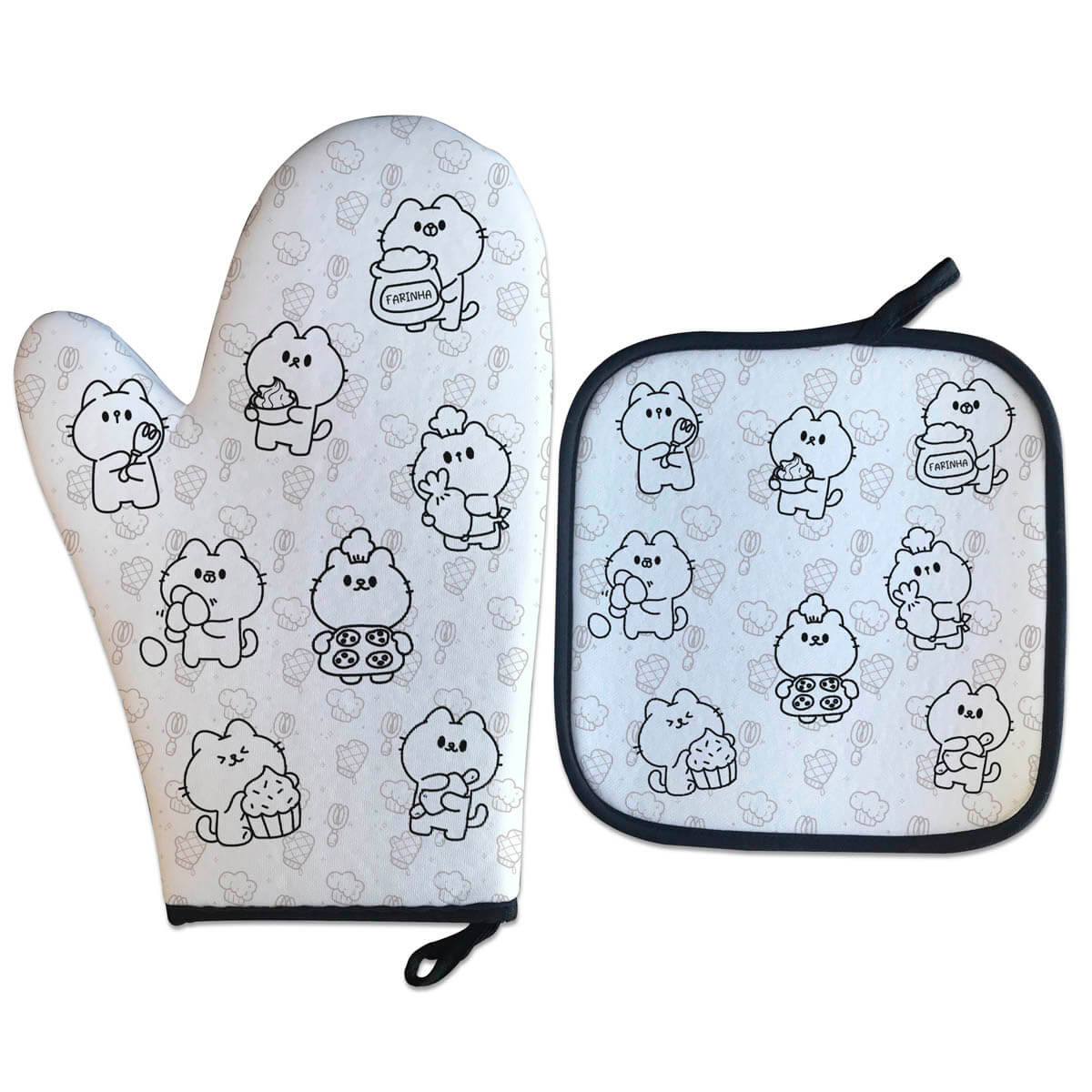 Kit Luva Térmica Gatinhos Chef Kawaii Kit Luva Térmica - Gatinhos Chef Kawaii