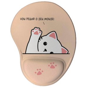 Mouse Pad Ergonômico Divertido - Gatinho Vou Pegar o Seu Mouse com apoio de espuma macia