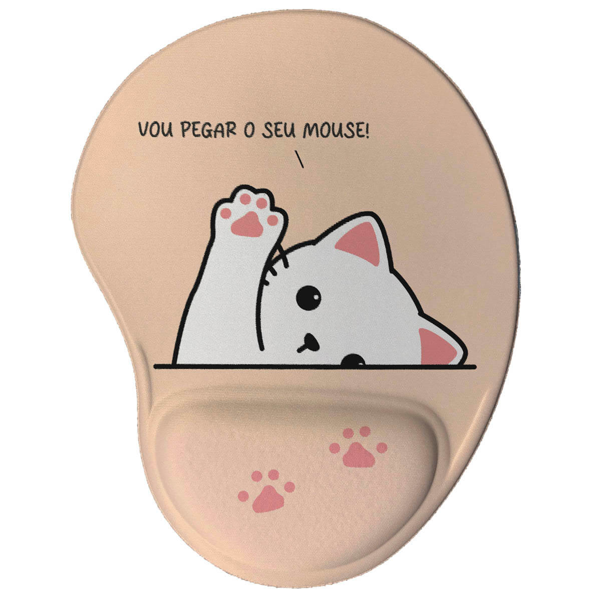 Mouse Pad Ergonômico Divertido - Gatinho Vou Pegar o Seu Mouse com apoio de espuma macia