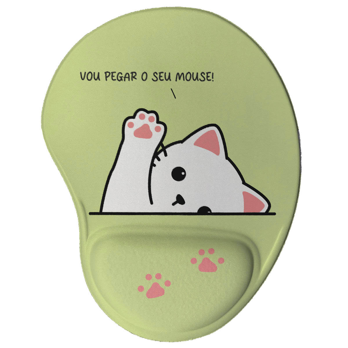 Mouse Pad Ergonômico Divertido - Gatinho Vou Pegar o Seu Mouse com apoio de espuma macia