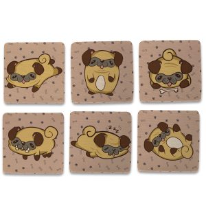 Kit 6 Porta Copos Criativos - Pug Kawaii