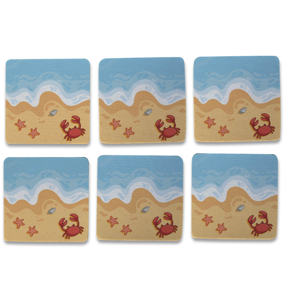 kit 6 Porta copos criativos Praia Verão kit 6 Porta Copos Criativos - Praia Verão