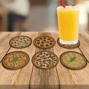 Kit 6 Porta copos Pizza Presente Criativo