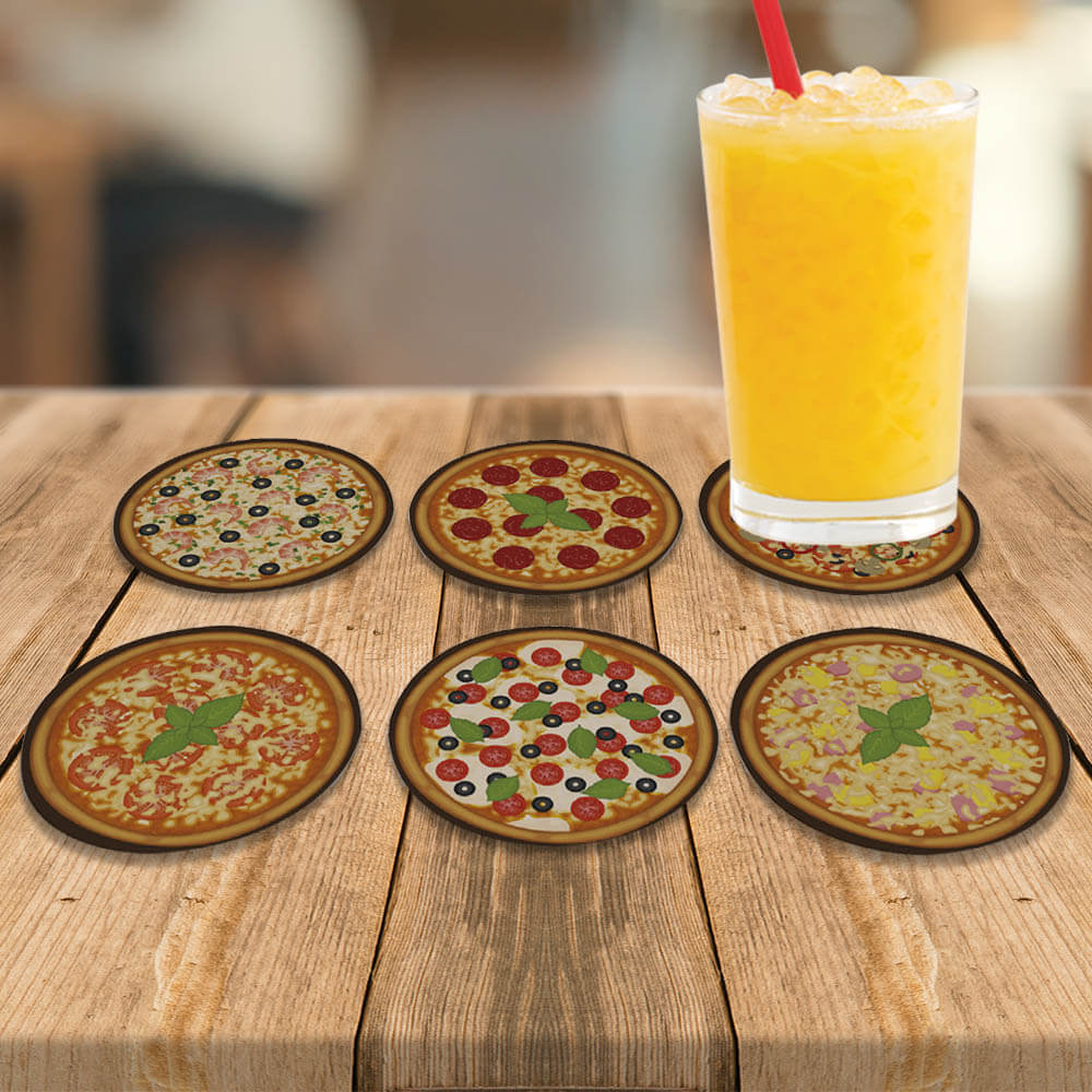 Kit 6 Porta copos Pizza Presente Criativo